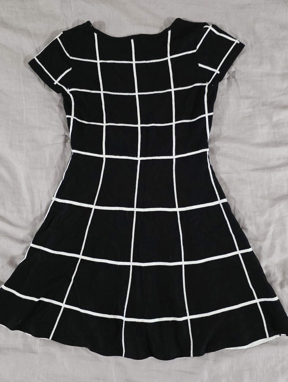 My Michelle Girls Black and White Windowpane Short Sleeve Dress Size Small